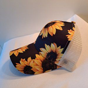 Sunflower ponytail hat